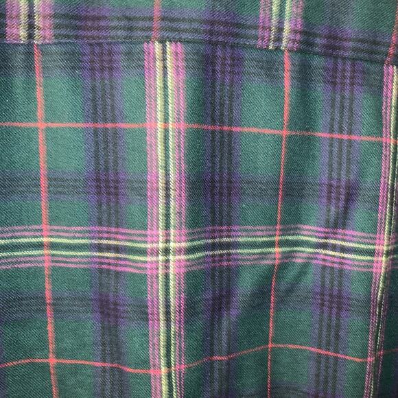 LL Bean Women's Scotch Plaid Flannel Shirt Plus Size 3X Green Pink Relaxed Fit - Picture 5 of 8